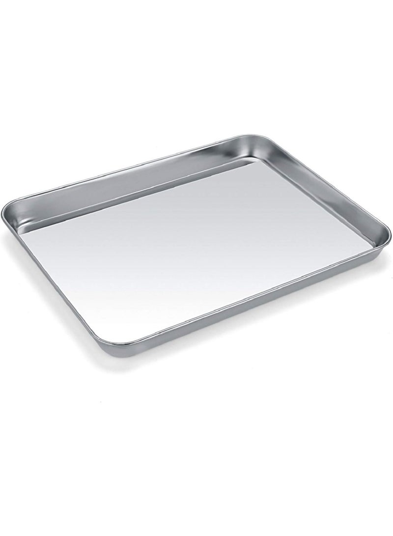 Baking tray, biscuit board, stainless steel toaster baking tray rectangular size, non-toxic and healthy, high-quality mirror treatment, easy to clean, can be washed in the dishwasher - Image 1